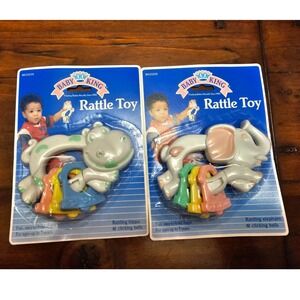 Vintage 1996 Baby King Rattle Toy Set Hippo Elephant BK20209 New